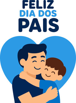 Ilustra&ccedil;&atilde;o Vetorial de Feliz Dia dos Pais com Pai Abra&ccedil;ando o Filho