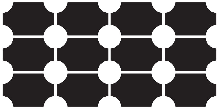 Abstract Black Rounded Rectangle Grid Pattern Minimal Geometric Retro Background Texture for Design