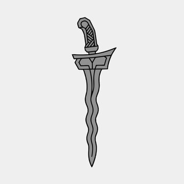 Wavy Kris Dagger Icon - Traditional Southeast Asian Sword