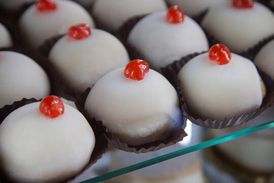 Cassatella di Sant'Agata: traditional Sicilian marzipan pastries with candied cherry topping