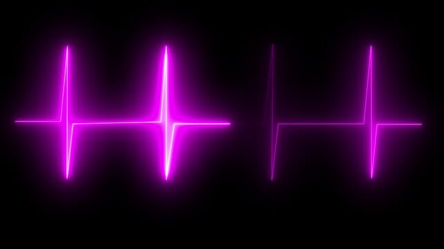 Modern heartbeat monitor cyan neon animation featuring a glowing ECG line with pulse signal. Suitable for medical Heartbeat flatline motion on a transparent background.