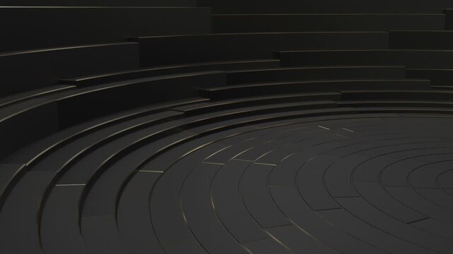 General-purpose 3D animated background. Circular platforms rotating in a three-dimensional environment.
