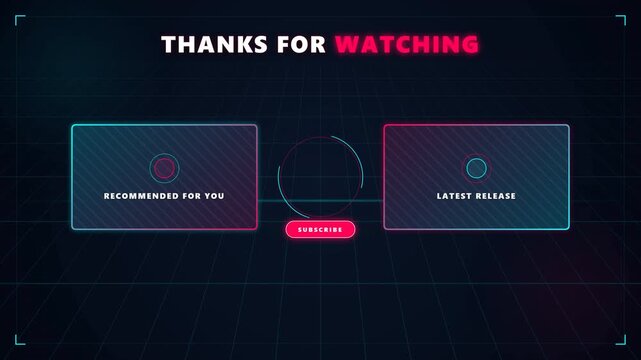 Futuristic End Screen Animation: Thanks for Watching, Subscribe & Recommendations
