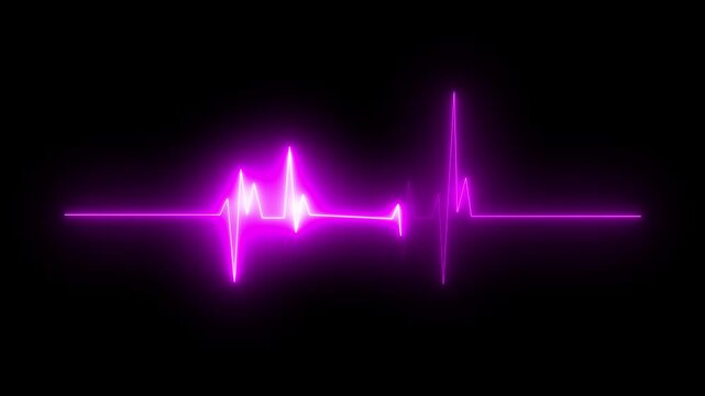 Heartbeat flatline motion on a transparent background. Suitable for medical, technology, science, or wellness designs needing a dynamic monitor beating heart with a neon electrocardiogram o