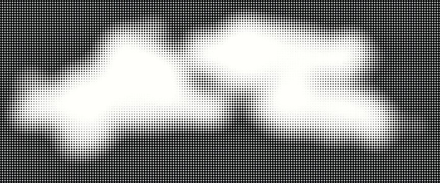 Grunge halftone gradient background. Faded grit noise texture. White and black sandy wallpaper. Retro pixelated backdrop. Anime or manga style comic overlay. Vector graphic design textured template
