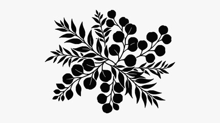 Black and white berry branch illustration. © Gerda