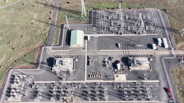 Electrical power substation aerial view infrastructure
