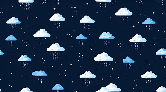 seamless repeating pattern of cloud computing shapes