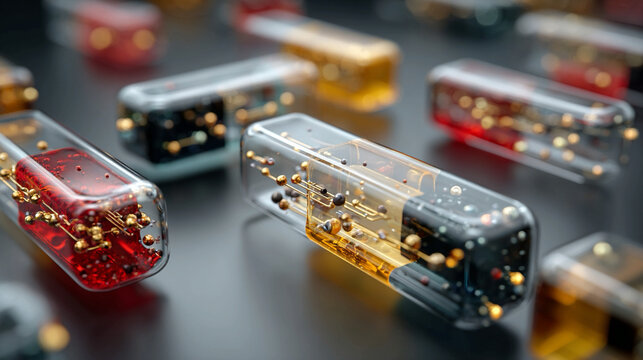 Microfluidic channels 3D render, lab-on-chip workflow, molecular biology research, biotechnology studies, and scientific visualization concept.