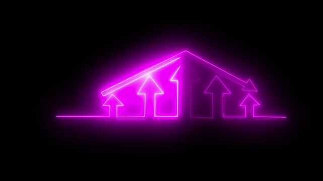 icon swipe up animation black background. UP Directional Arrow Loop Animation. purple blue color  back round  black.
