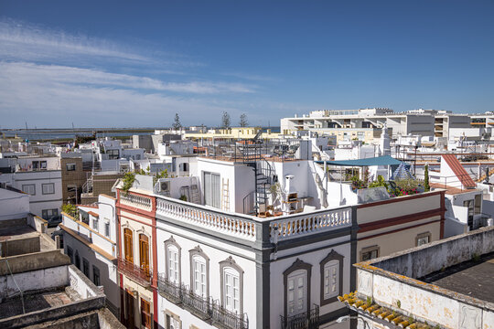 View of rooftops in Olh&atilde;o, Algarve, Portugal