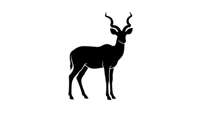 African antelope black silhouette vector illustration safari wildlife isolated on white © Polash