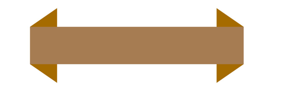 Brown banner graphic presenting pointed arrow like ends on both the left and right sides