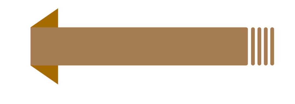 Brown banner graphic featuring a distinct pointed left end and striped right side detail