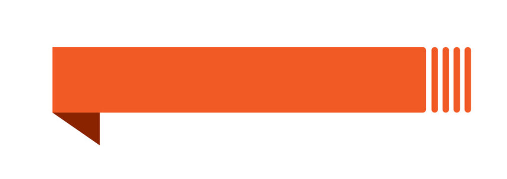 Orange banner graphic featuring a pointed left edge and striped right side detail