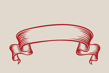 Obraz premium Vintage hand-drawn red ribbon scroll banner serves as an elegant frame or decorative element for your classic text and headers.