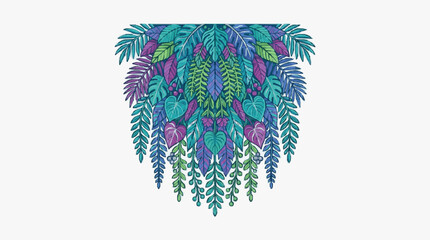 Colorful abstract hanging fern illustration with vibrant leaves. © bro