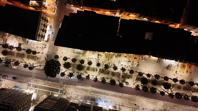 aerial view of the Metropolitan City of Bari at night, Apulia region of Italy
