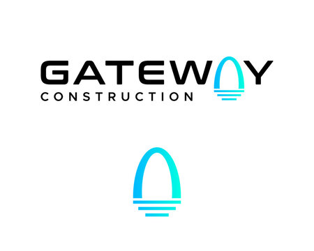 Letter A wordmark logo featuring a gateway construction theme.