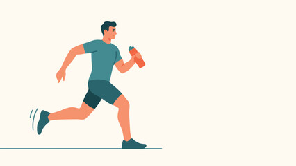 Obraz premium A man jogging and holding a water bottle for hydration with exercise hydration training lifestyle outdoors activity