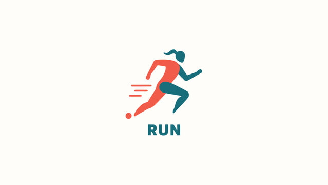 Stylized runner concept logo with text and motion elements illustration exercise athletics training lifestyle