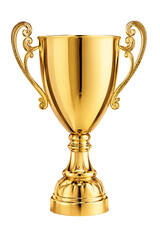 Fototapeta premium Golden trophy cup champion winner award isolated on transparent background