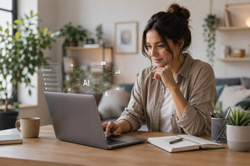 Fototapeta premium young businesswoman working on laptop