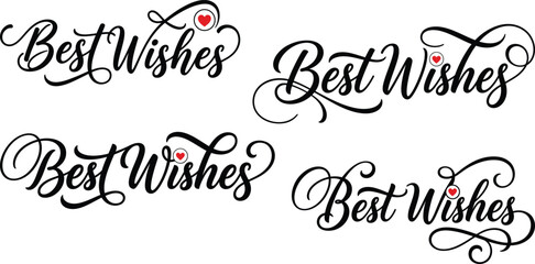 Elegant best wishes calligraphy designs with heart accents © Kamal