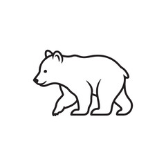 Cute walking bear cub line art illustration with wildlife predator creature illustration minimalist © AtulRoy