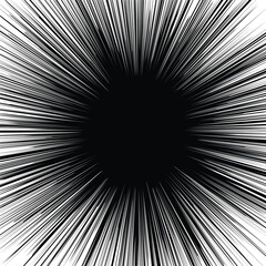 Fototapeta premium Black and white comic book style speed lines radiating from a central point