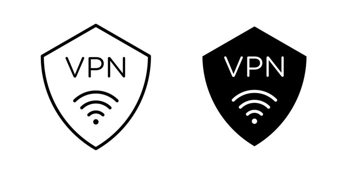 VPN Shield Icon for protected VPN connection secure online privacy and encrypted network access use in UI UX websites apps and systems Vector illustration with stroke and fill on a white background.