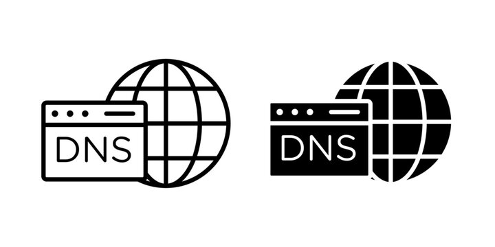 DNS Resolver Security Icon for secure domain lookup protected DNS queries and network safety use in UI UX websites apps and systems Vector illustration with stroke and fill on a white background.