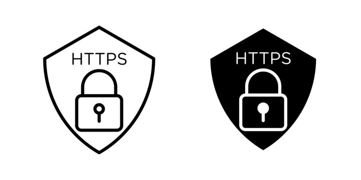HTTPS Security Icon for encrypted website communication secure browsing and online privacy use in UI UX websites apps and systems Vector illustration with stroke and fill on a white background.