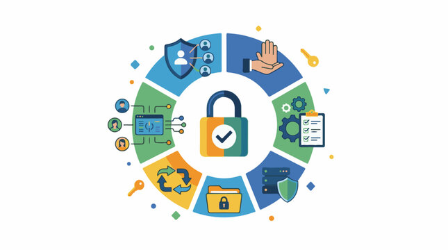 Digital security and data protection concept with icons