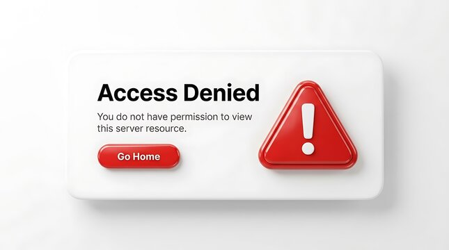 Website Access Denied Notification with Error Icon and Button