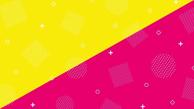 cute and pop background pattern featuring colorful Memphis-style geometric shapes