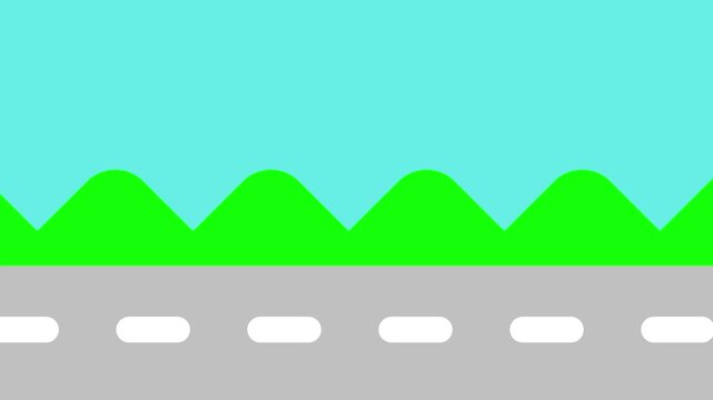 Animated road with moving trees looping fast