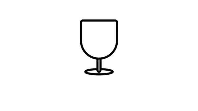 Wine time minimalist line animation with typography 4k wine glass