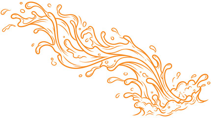 Orange liquid splash wave for refreshing juice and water movement. © MDTAZBIRHOSSAIN