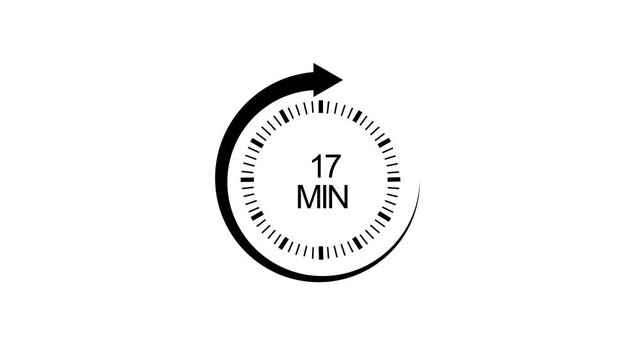 17 minute timer countdown clock animation with circular progress bar