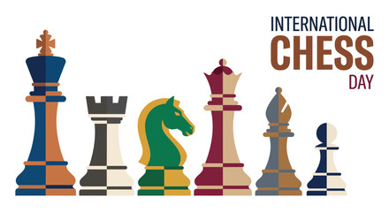 Chess pieces in geometric style a vector illustration for international chess day celebrations © Amana Khan