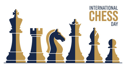 Chess pieces in a row a vector illustration with a two tone color scheme © Amana Khan