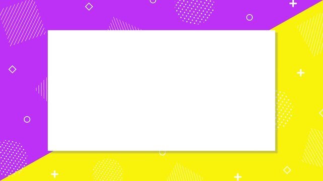 cute and pop background frame featuring colorful Memphis-style geometric patterns