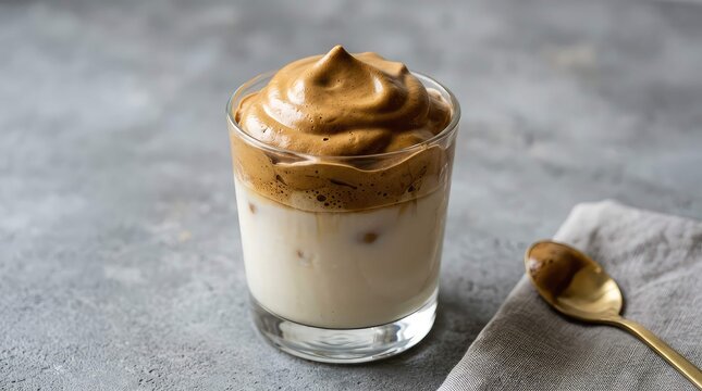 Vanilla and Chocolate Mousse with Vanilla and Chocolate Ice Cream, Whipped Cream, and Glass Dessert Cup Isolated on White Background