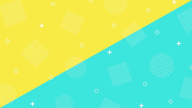 cute and pop background pattern featuring colorful Memphis-style geometric shapes
