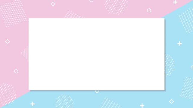 cute and pop background frame featuring colorful Memphis-style geometric patterns