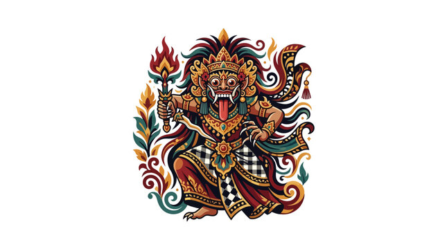Balinese Rangda demon dancer illustration.