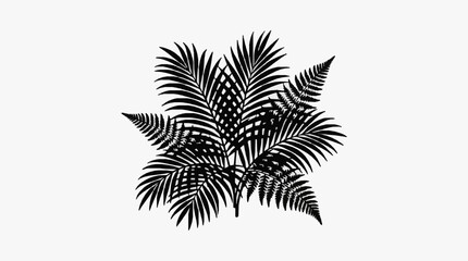 Detailed black and white fern leaf illustration. © Berkah