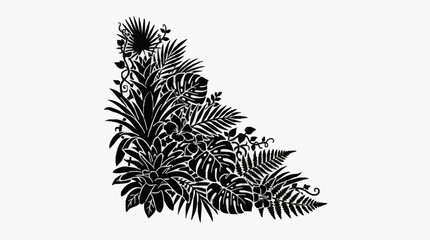 Detailed black and white fern leaf illustration. © Berkah