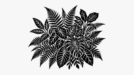 Detailed black and white fern leaf illustration. © Berkah